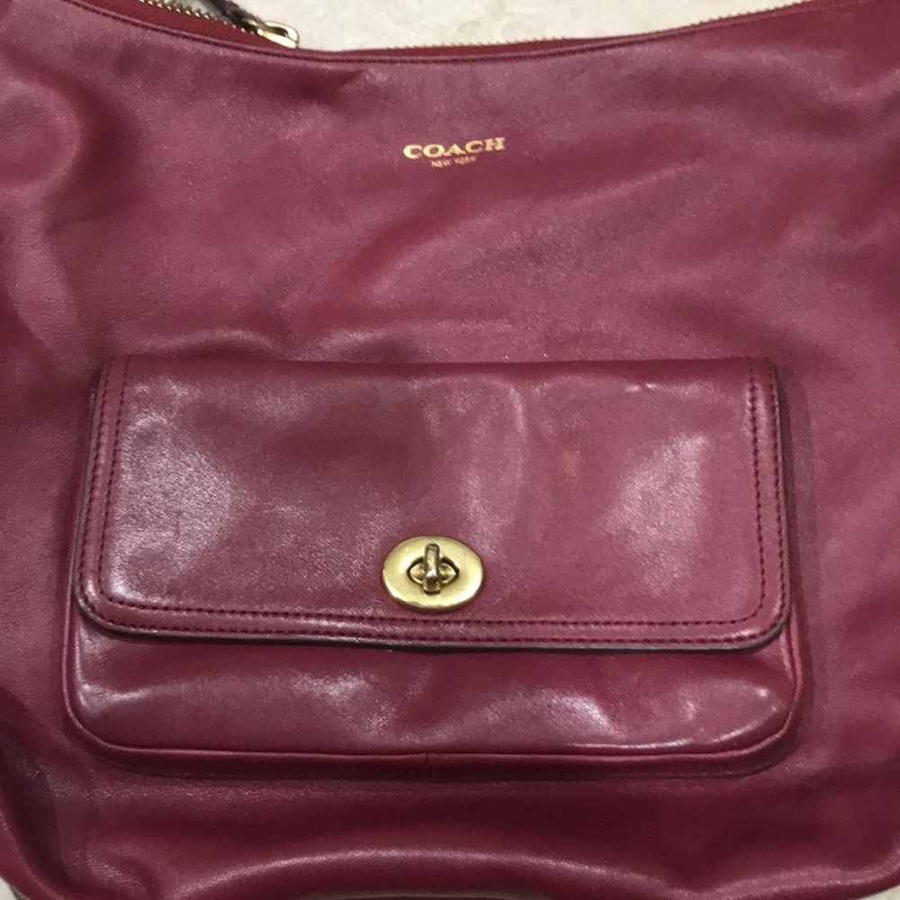 Coach Burgundy Crossbody Hobo Bag - Picture 2 of 7